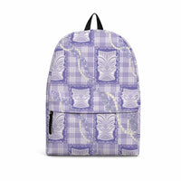 Aloha Hawaii Tiki Palaka Motifs Backpack Honohono Lei Purple Elegant Vibes