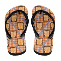 Aloha Hawaii Tiki Palaka Motifs Flip Flops Honohono Lei Orange Elegant Vibes
