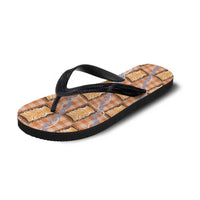 Aloha Hawaii Tiki Palaka Motifs Flip Flops Honohono Lei Orange Elegant Vibes