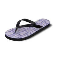 Aloha Hawaii Tiki Palaka Motifs Flip Flops Honohono Lei Purple Elegant Vibes