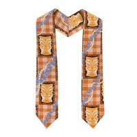 Aloha Hawaii Tiki Palaka Motifs Graduation Stole Honohono Lei Orange Elegant Vibes