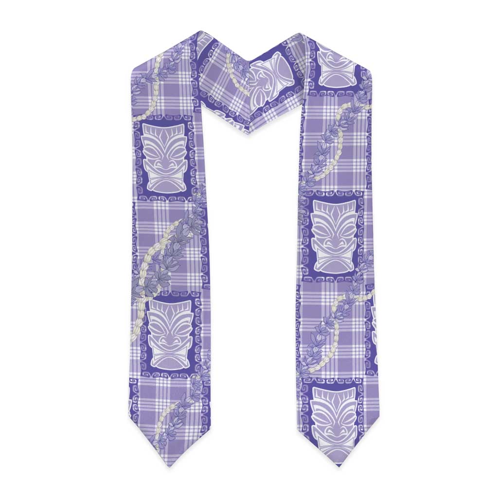 Aloha Hawaii Tiki Palaka Motifs Graduation Stole Honohono Lei Purple Elegant Vibes