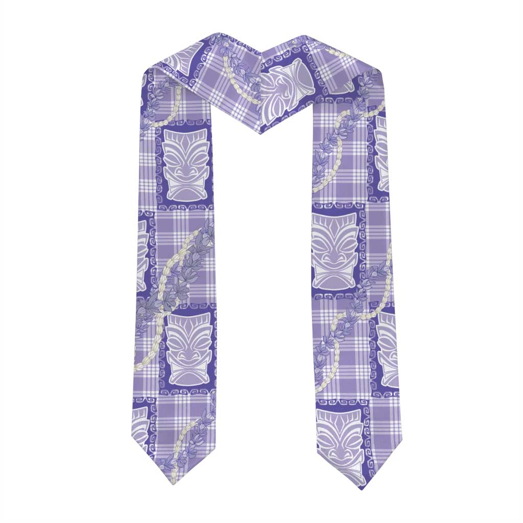 Aloha Hawaii Tiki Palaka Motifs Graduation Stole Honohono Lei Purple Elegant Vibes