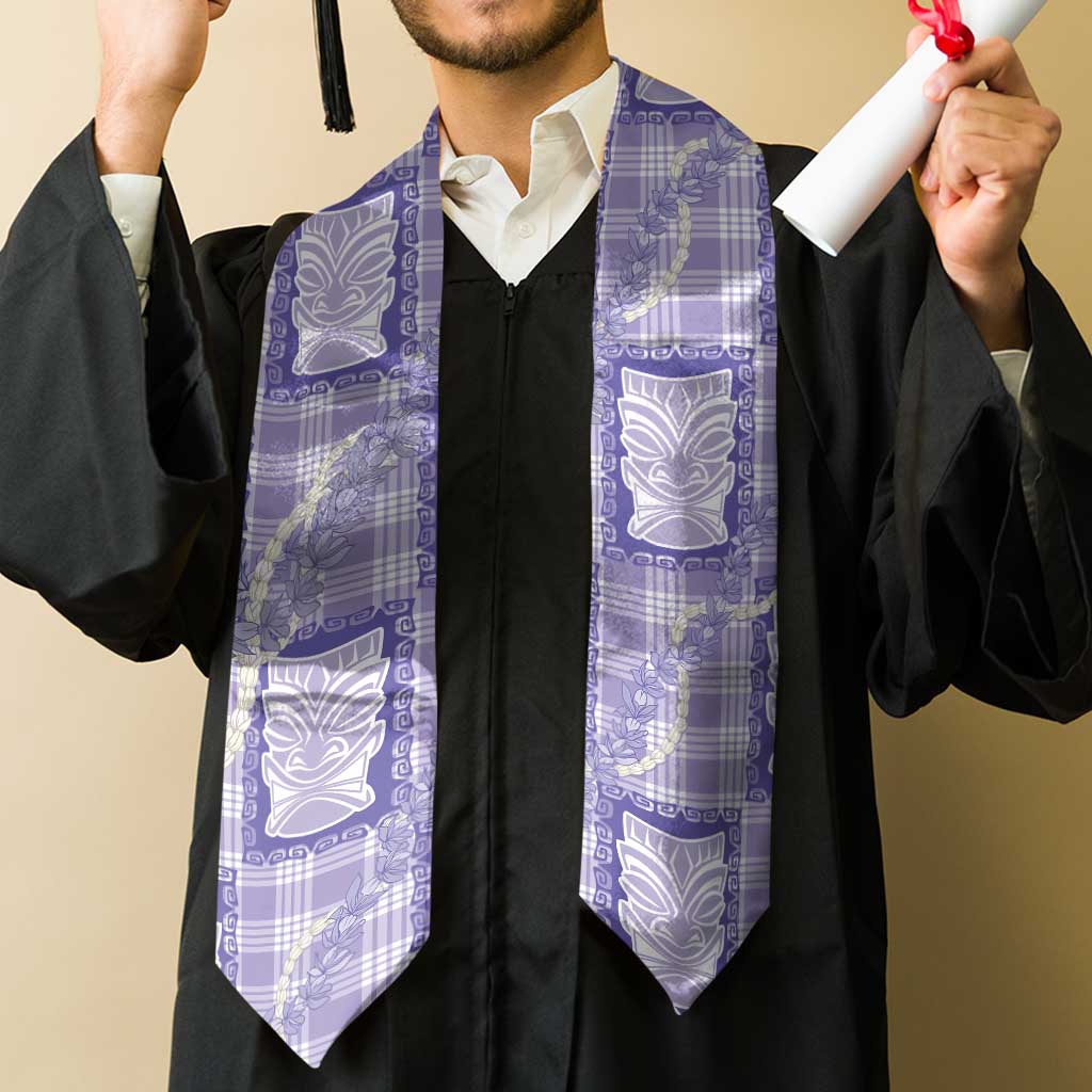 Aloha Hawaii Tiki Palaka Motifs Graduation Stole Honohono Lei Purple Elegant Vibes