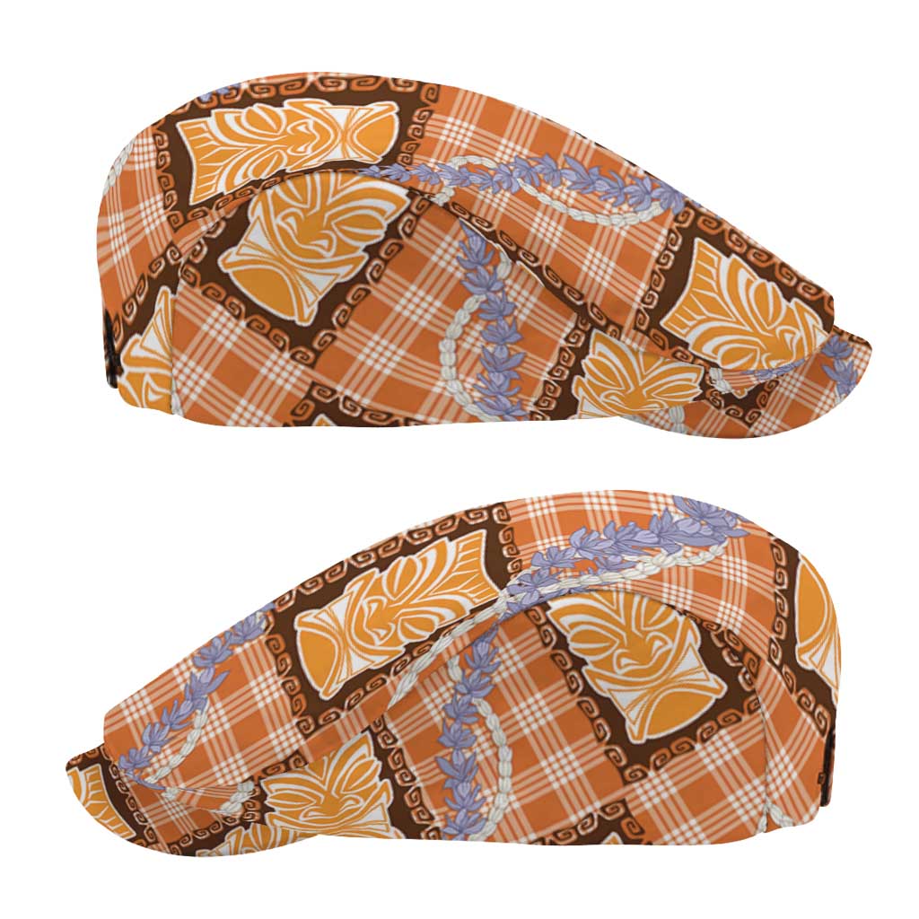 Aloha Hawaii Tiki Palaka Motifs Jeff Hat Honohono Lei Orange Elegant Vibes