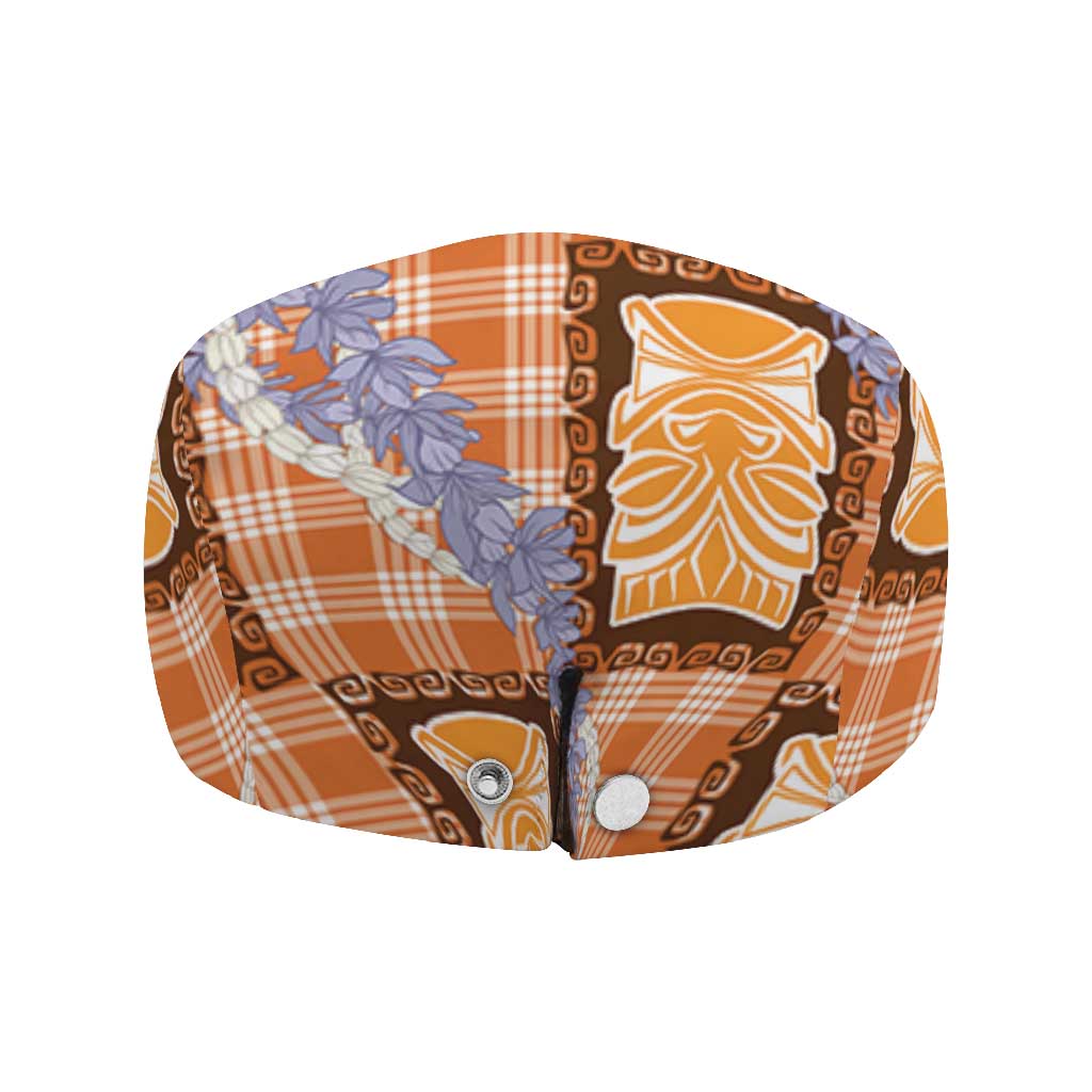Aloha Hawaii Tiki Palaka Motifs Jeff Hat Honohono Lei Orange Elegant Vibes