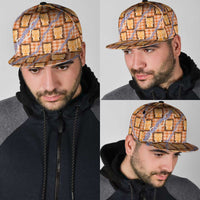 Aloha Hawaii Tiki Palaka Motifs Snapback Cap Honohono Lei Orange Elegant Vibes