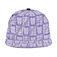 Aloha Hawaii Tiki Palaka Motifs Snapback Cap Honohono Lei Purple Elegant Vibes