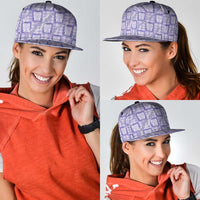 Aloha Hawaii Tiki Palaka Motifs Snapback Cap Honohono Lei Purple Elegant Vibes