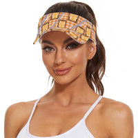 Aloha Hawaii Tiki Palaka Motifs Sun Visor Cap Honohono Lei Orange Elegant Vibes