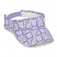 Aloha Hawaii Tiki Palaka Motifs Sun Visor Cap Honohono Lei Purple Elegant Vibes
