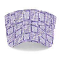 Aloha Hawaii Tiki Palaka Motifs Sun Visor Cap Honohono Lei Purple Elegant Vibes