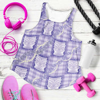 Aloha Hawaii Tiki Palaka Motifs Women Racerback Tank Honohono Lei Purple Elegant Vibes