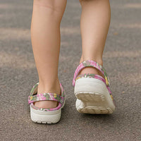 Aloha Puakenikeni Anthurium Pikake Lei Clogs Shoes Tropical Pink Hawaiian Palaka Pattern