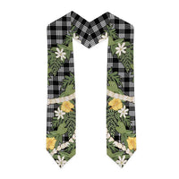 Aloha Puakenikeni Anthurium Pikake Lei Graduation Stole Black Hawaiian Palaka Pattern