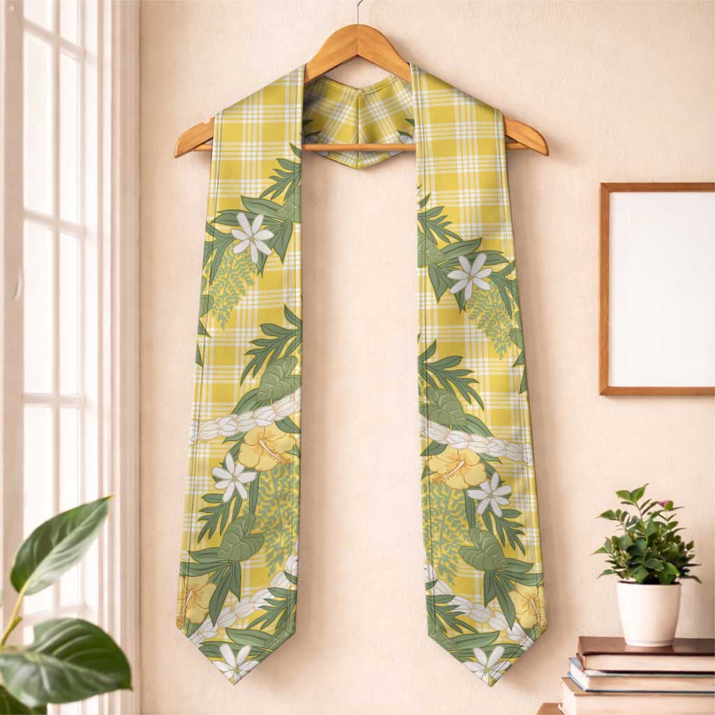 Aloha Puakenikeni Anthurium Pikake Lei Graduation Stole Gold Hawaiian Palaka Pattern
