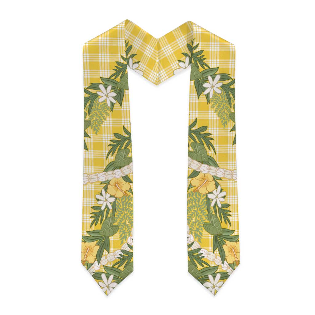 Aloha Puakenikeni Anthurium Pikake Lei Graduation Stole Gold Hawaiian Palaka Pattern