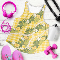 Aloha Puakenikeni Anthurium Pikake Lei Women Racerback Tank Gold Hawaiian Palaka Pattern