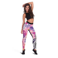 Aloha Vintage Hibiscus Lei Seamless Pattern Leggings - Polynesian Pride