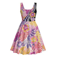 Aloha Vintage Hibiscus Lei Seamless Pattern Midi Dress LT9 - Polynesian Pride