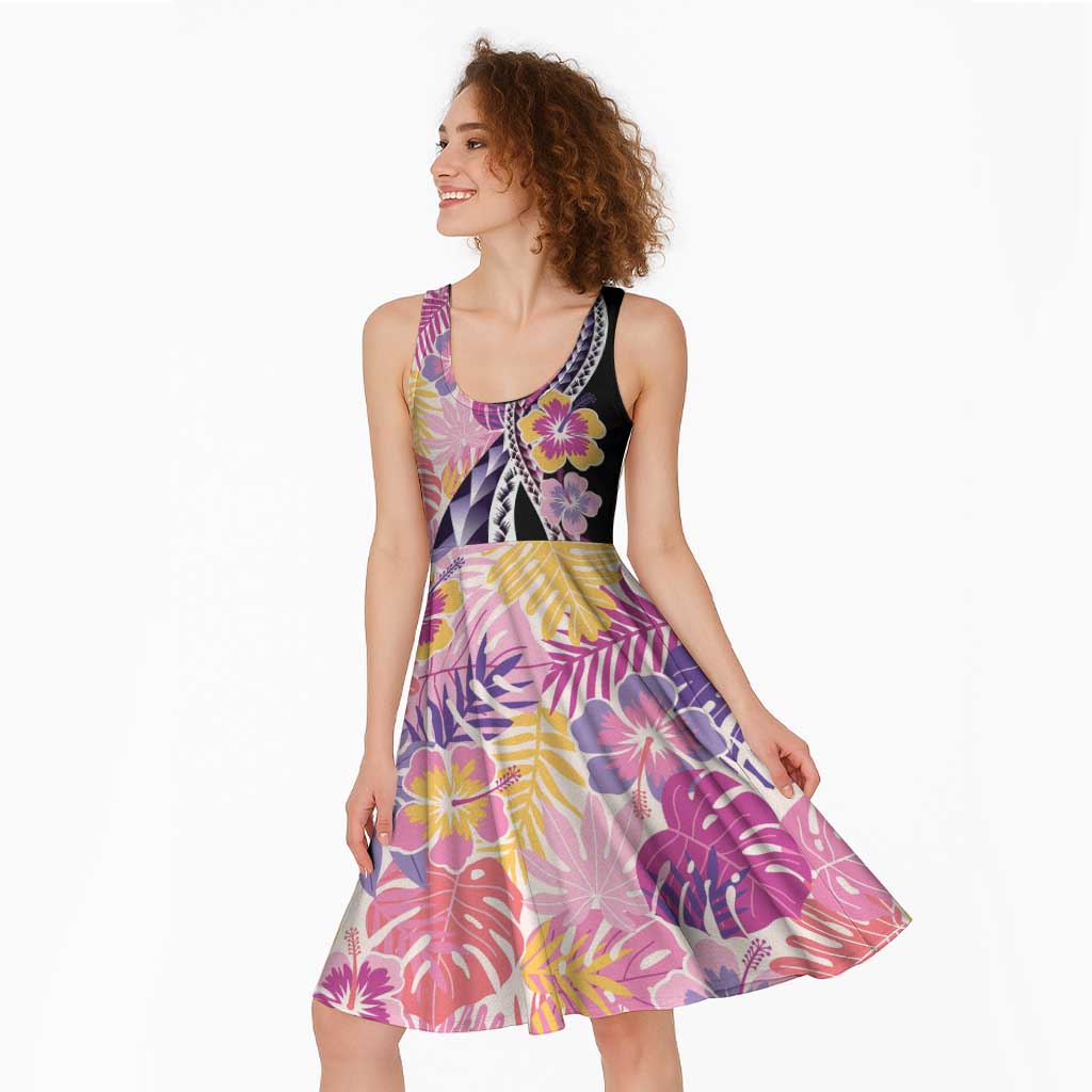 Aloha Vintage Hibiscus Lei Seamless Pattern Midi Dress LT9 - Polynesian Pride