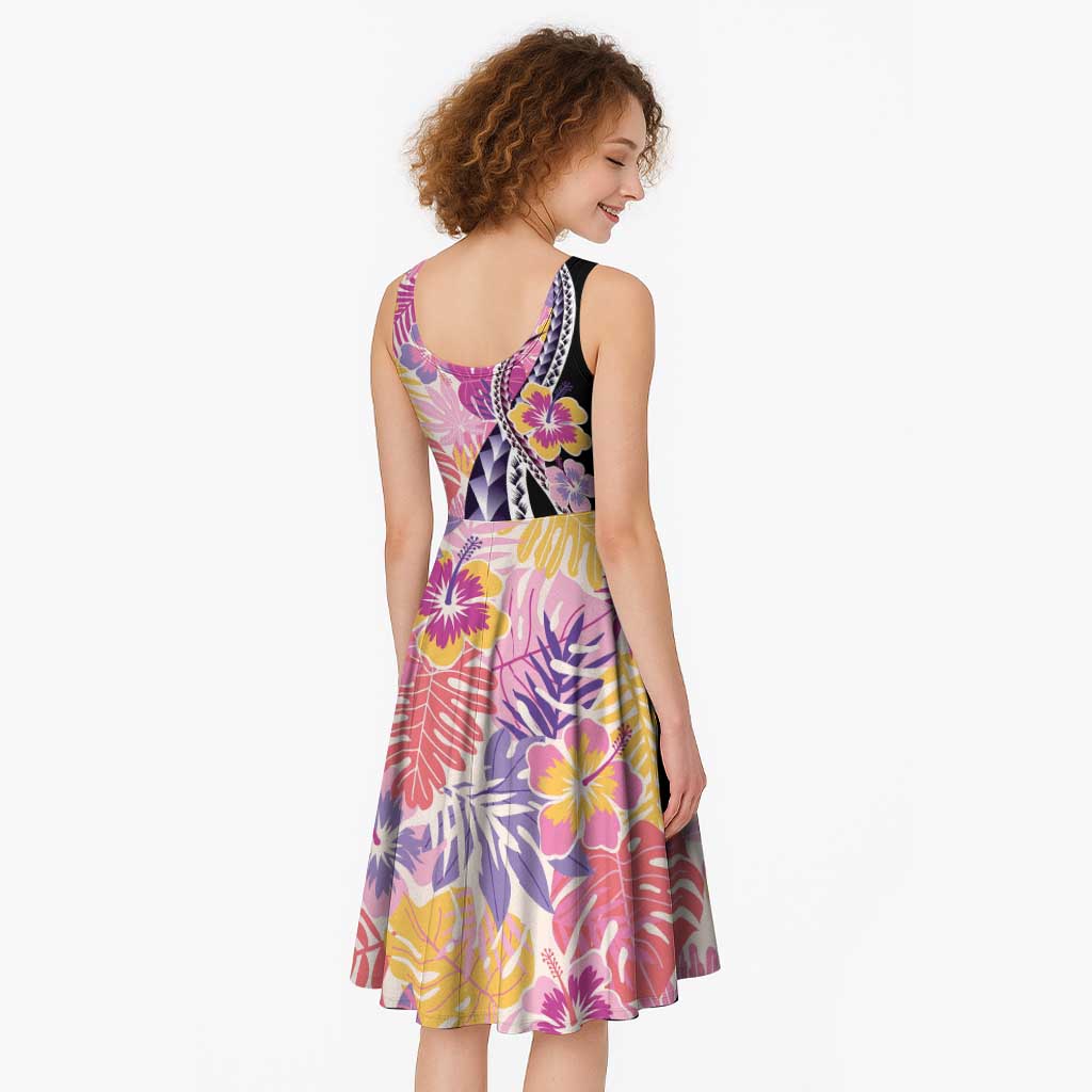 Aloha Vintage Hibiscus Lei Seamless Pattern Midi Dress LT9 - Polynesian Pride