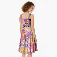 Aloha Vintage Hibiscus Lei Seamless Pattern Midi Dress LT9 - Polynesian Pride