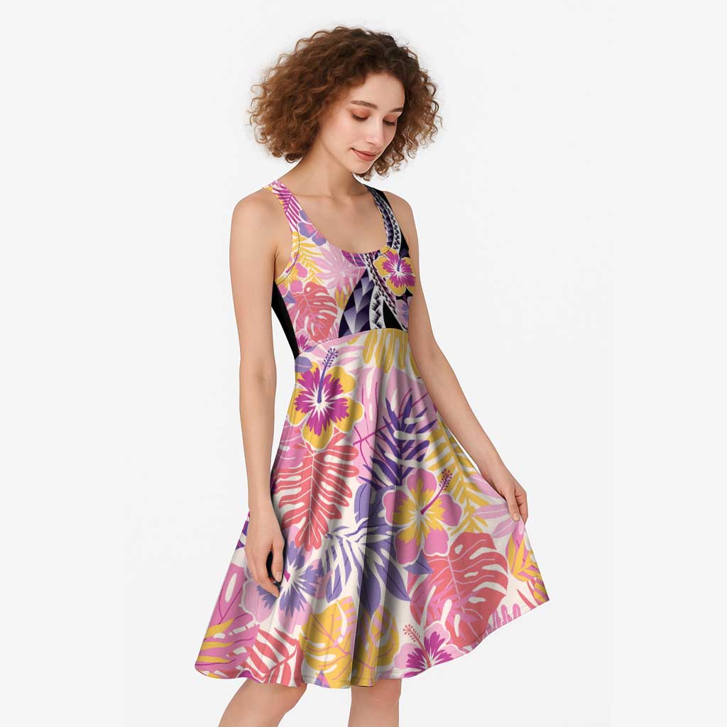 Aloha Vintage Hibiscus Lei Seamless Pattern Midi Dress LT9 - Polynesian Pride