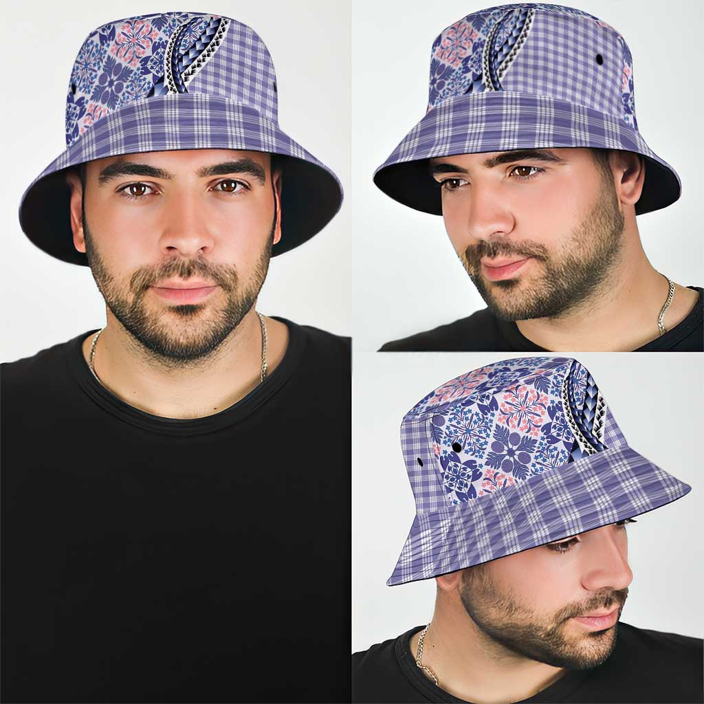 Aloha Vintage Palaka Floral Hawaiian Quilt Bucket Hat Poni Motif - Polynesian Pride