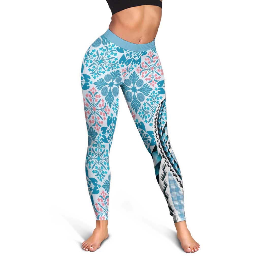 Aloha Vintage Palaka Floral Hawaiian Quilt Leggings Uliuli Motif - Polynesian Pride