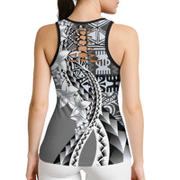 Aloha Vintage Plumeria Hawaiian Tapa Pattern Hollow Tank Top Gray Hawaiian Tapa Pattern - Polynesian Pride