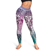 Aloha Vintage Plumeria Hawaiian Tapa Pattern Leggings Gradient Hawaiian Tapa Pattern - Polynesian Pride