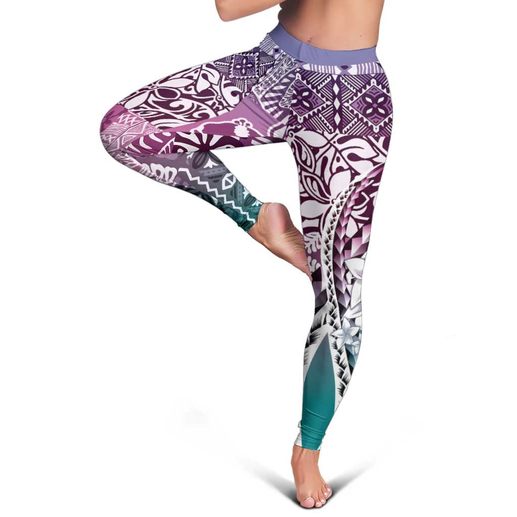 Aloha Vintage Plumeria Hawaiian Tapa Pattern Leggings Gradient Hawaiian Tapa Pattern - Polynesian Pride