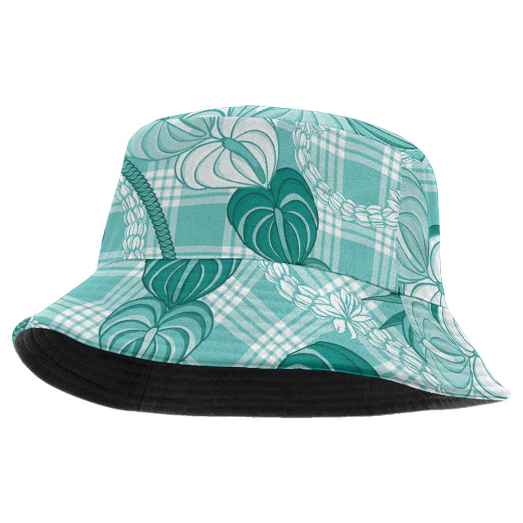 Anthurium Pikake Ti Leaf Palaka Bucket Hat Turquoise Version