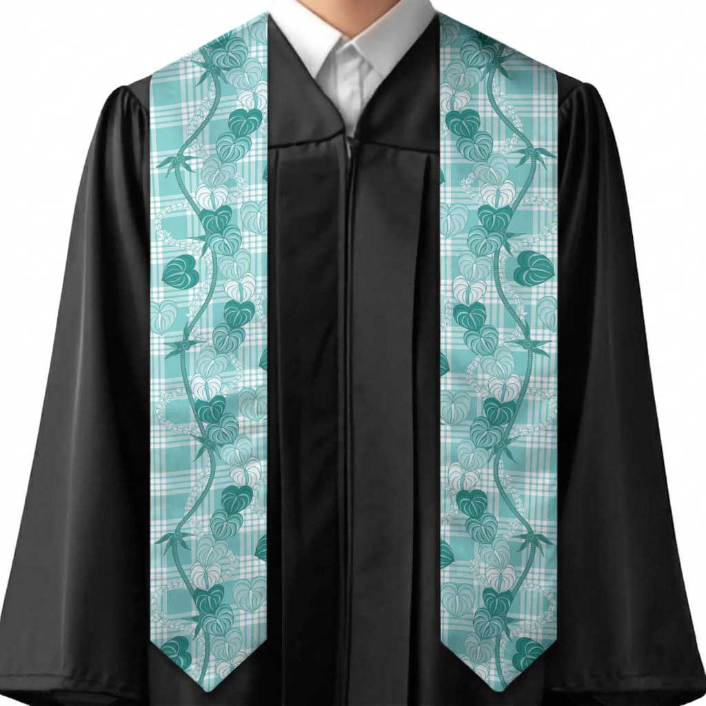 Anthurium Pikake Ti Leaf Palaka Graduation Stole Turquoise Version