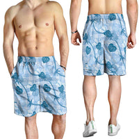 Anthurium Pikake Ti Leaf Palaka Shorts for Men Blue Version