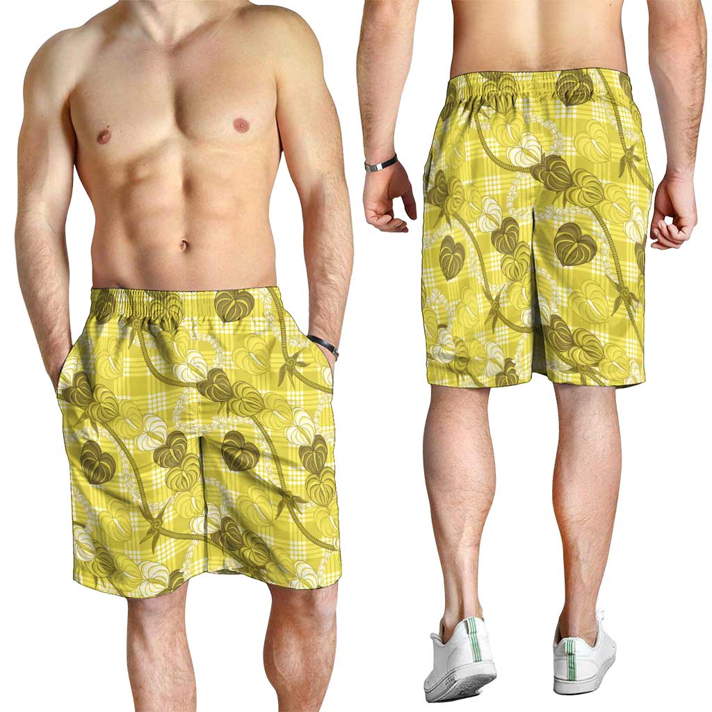Anthurium Pikake Ti Leaf Palaka Shorts for Men Yellow Version