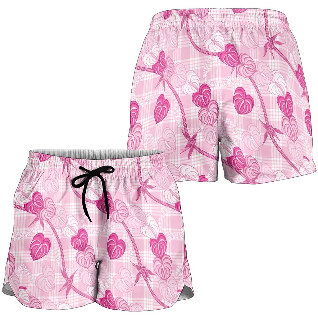 Anthurium Pikake Ti Leaf Palaka Shorts for Women Pink Version