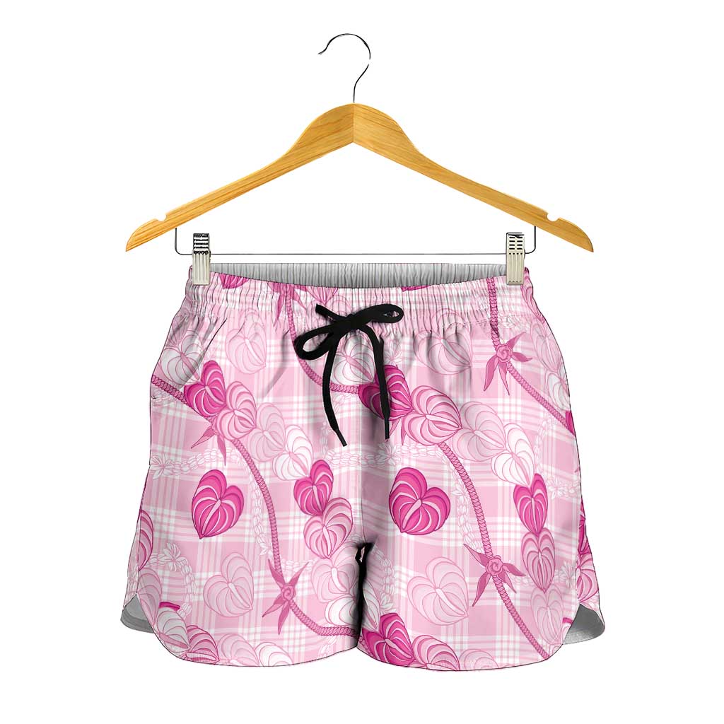 Anthurium Pikake Ti Leaf Palaka Shorts for Women Pink Version
