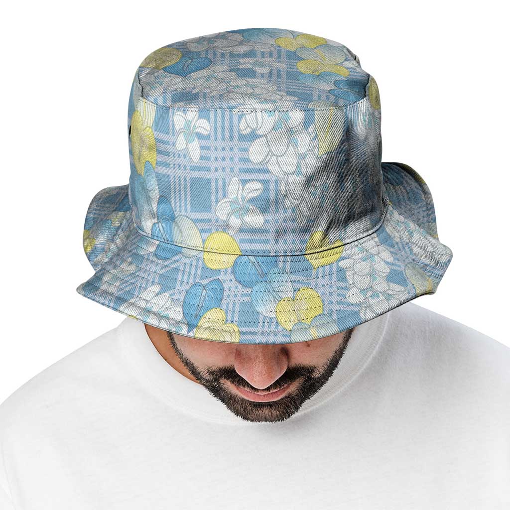 Anthurium Plumeria Lei Pastel Bucket Hat Blue Hawaiian Splendid Palaka
