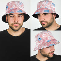 Anthurium Plumeria Lei Pastel Bucket Hat Pink Hawaiian Splendid Palaka
