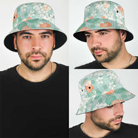 Anthurium Plumeria Lei Pastel Bucket Hat Teal Hawaiian Splendid Palaka