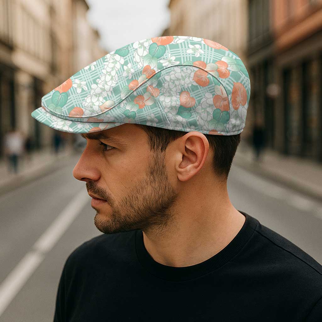 Anthurium Plumeria Lei Pastel Jeff Hat Teal Hawaiian Splendid Palaka