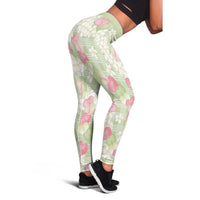 Anthurium Plumeria Lei Pastel Leggings Green Hawaiian Splendid Palaka