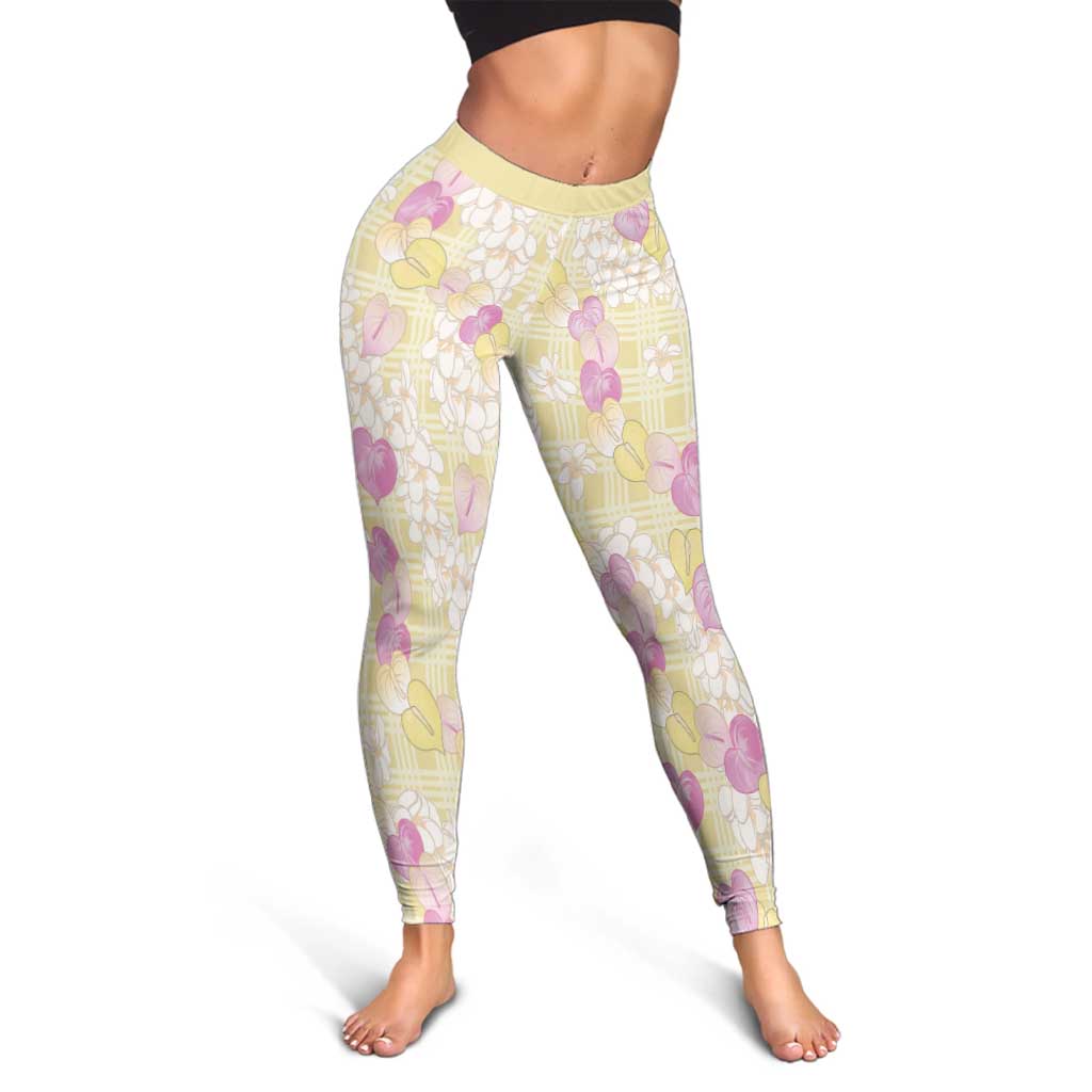 Anthurium Plumeria Lei Pastel Leggings Yellow Hawaiian Splendid Palaka