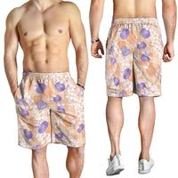 Anthurium Plumeria Lei Pastel Shorts for Men Orange Hawaiian Splendid Palaka