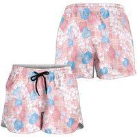 Anthurium Plumeria Lei Pastel Shorts for Women Pink Hawaiian Splendid Palaka