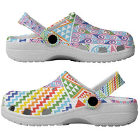Aotearoa Kowhaiwhai Taniko Patchwork Rainbow Motifs Clogs Shoes LT9 - Polynesian Pride
