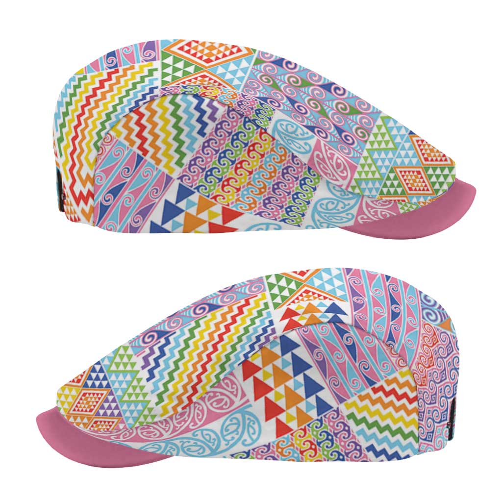 Aotearoa Kowhaiwhai Taniko Patchwork Rainbow Motifs Jeff Hat LT9 - Polynesian Pride