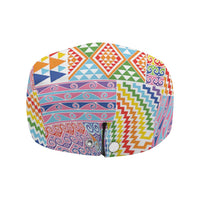 Aotearoa Kowhaiwhai Taniko Patchwork Rainbow Motifs Jeff Hat LT9 - Polynesian Pride